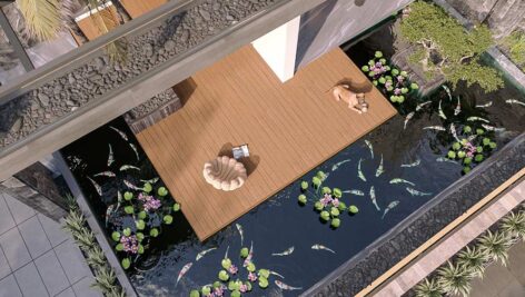 دانلود نمای اسکچاپ ویلای مدرن دوبلکس همراه با محوطه زیبا