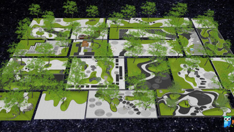 دانلود مدل سه بعدی نمای بیرونی باغ اسکچاپ