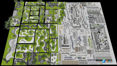 دانلود مدل سه بعدی نمای بیرونی باغ اسکچاپ 2