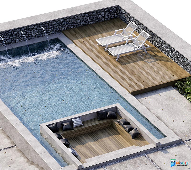 دانلود مدل استخر سه بعدی 3D pool 