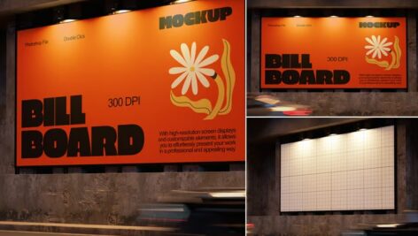 دانلود موکاپ بیلبورد دیواری Wall Billboard Mockup
