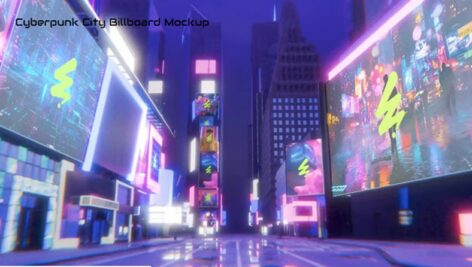 پروژه افترافکت ماکت بیلبورد شهر Cyberpunk City Billboard Mockup