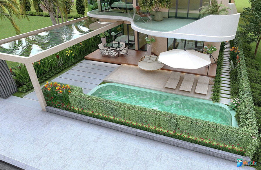 دانلود نمای بیرونی ویلای دوبلکس سه بعدی