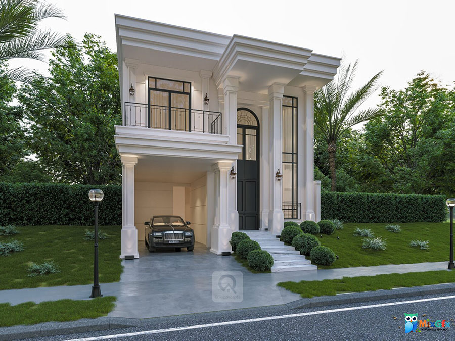 دانلود نمای بیرونی نئو کلاسیک ویلا