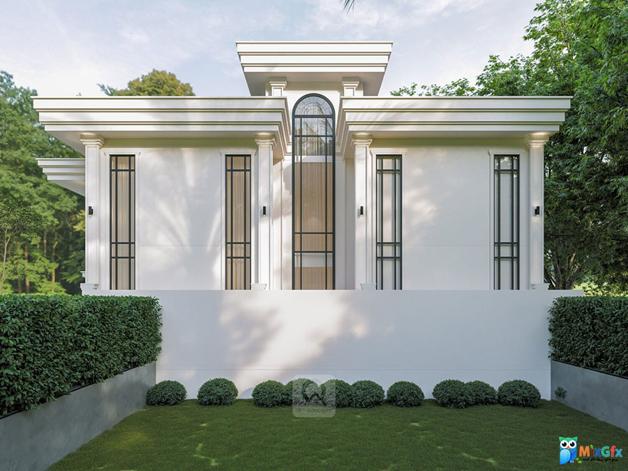 دانلود نمای بیرونی نئو کلاسیک ویلا