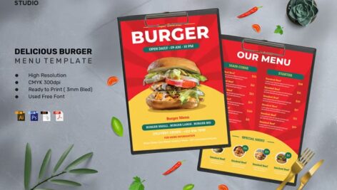 دانلود منوی غذا فست فود برگر Burger Food Menu