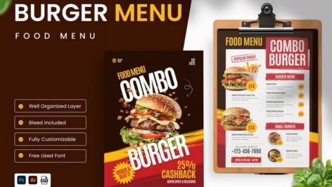 دانلود منوی غذا فست فود برگر Burger Food Menu