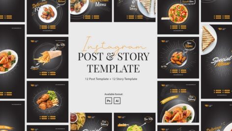 دانلود طرح آماده اینستاگرام فست فود Fast Food Instagram