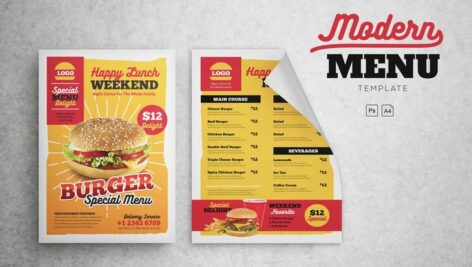 دانلود منوی رستوران با طراحی مدرن Modern Menu - Fast Food