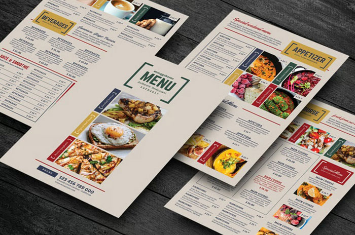 دانلود منوی غذای رستوران Restaurant Food Menu