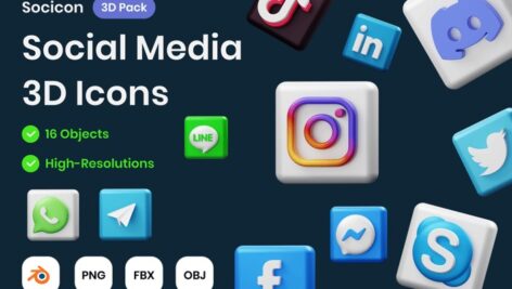 دانلود آبجکت سهبعدی رسانههای اجتماعی ایلوستریتور