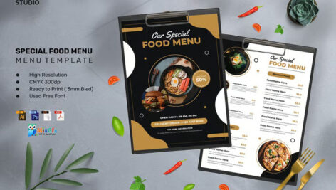 دانلود منوی ویژه غذا Special Menu - Food Menu
