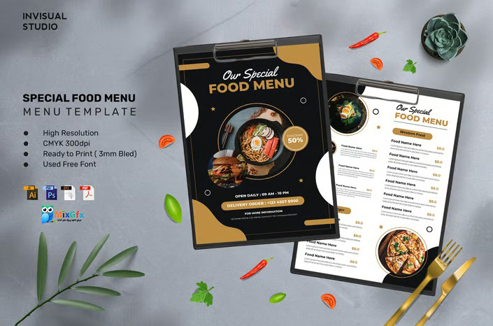 دانلود منوی ویژه غذا Special Menu - Food Menu