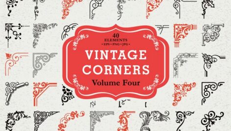 دانلود مجموعه حاشیه وکتور قدیمی Vector Vintage Corners Set