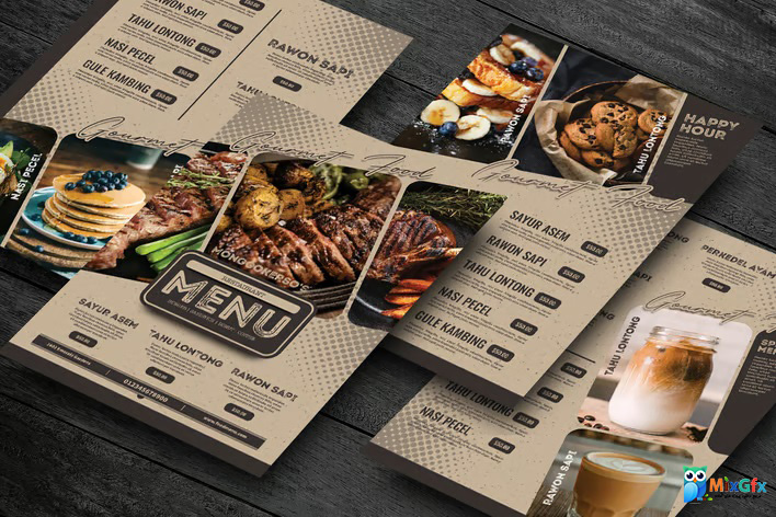 دانلود منوی رستوران وینتیج Vintage Savory Restaurant Food Menu