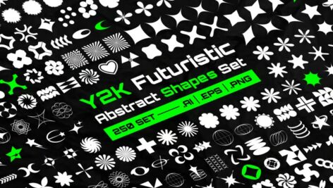 دانلود مجموعه اشکال انتزاعی Y2K Futuristic Abstract Shapes Set