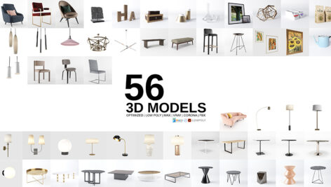 دانلود مجموعه آبجکت لوستر،صندلی،میز،آواژور