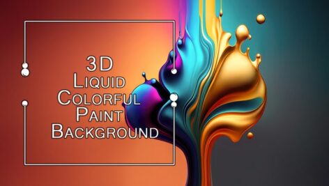 دانلود بکگراند انتزاعی مدرن با رنگ مایع سه‌بعدی رنگارنگ