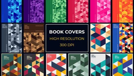 دانلود مجموعه جلد کتاب با طرح مثلث‌های هندسی Book Covers with Geometric