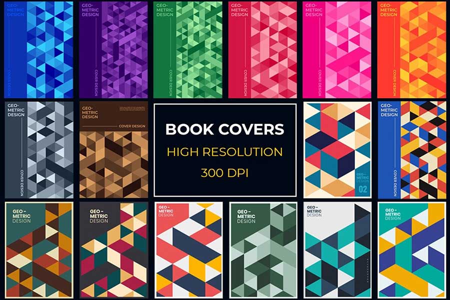 دانلود مجموعه جلد کتاب با طرح مثلثهای هندسی Book Covers with Geometric