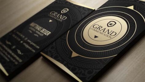 دانلود کارت ویزیت لایه باز شیک با رنگ مشکی طلایی