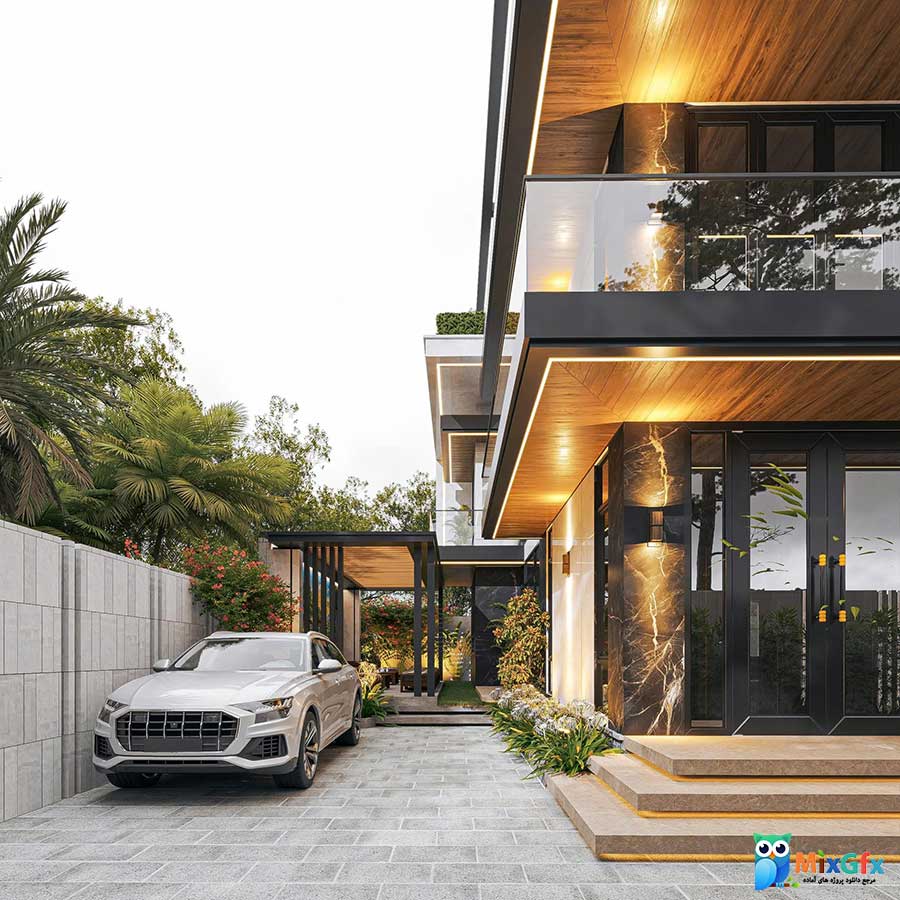 دانلود مدل SketchUp نمای بیرونی ویلا 