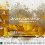 دانلود قالب آماده فتوشاپ طرح آبرنگی Archi Watercolor Photoshop Template