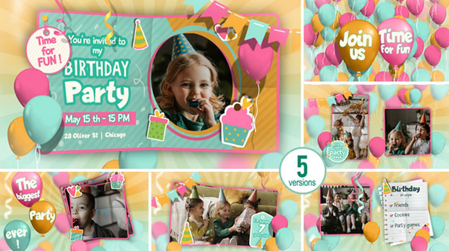 پروژه افترافکت اسلایدشو تولدت مبارک Happy Birthday Slideshow