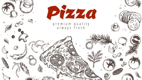 دانلود بنر پیتزا روی تخته سیاه کچی