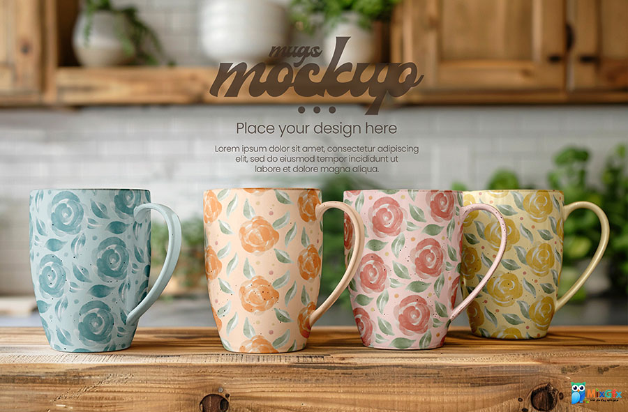 دانلود طرح موکاپ لیوان چای و قهوه Tea Coffee Mug Mock Up Design